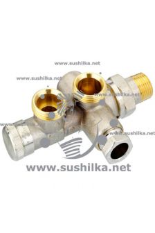 присоединительная деталь (тыл.подкл) RA-KEW с запорным краном и патрубками НР 3/4&quot;, Danfoss 013G3368