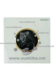 ИК привод смыва для писсуара Sigma 10 HyTroni, 230 В, рамка, кнопка бел/золото, Geberit 116.025.KK.1