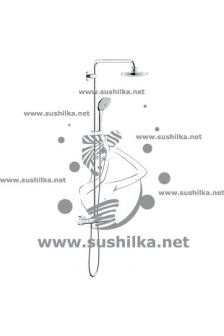 Grohe Euphoria 27296001, душевая система с термостатом для душа, 450 мм