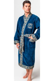 Халат для ванной банный махровый Миглиоре (Migliore), Magnat, синий, 50-52