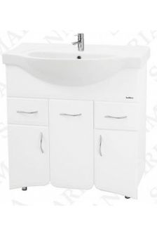Тумба с раковиной SanMaria Эрика 80 с 2-я ящиками (белый глянец) ТЭ001221