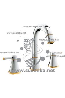 для раковины Grohe Grandera 20389IG0, высокий излив, цвет - хром/золото