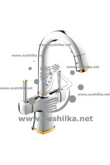 для раковины Grohe Grandera 21107IG0, со сливным гарнитуром, цвет - хром/золото