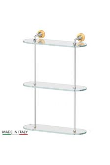 Stilmar STI 117 Полка стеклянная 3-х ярусная 40 см (хром/золото) 3SC