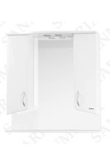 Зеркало SanMaria Эрика 80 с 2-я шкафами, со светом короткое (белый глянец), ЗЭ000679