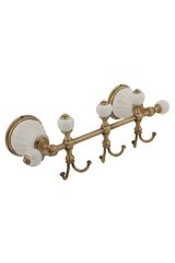 OLIVIA Планка с тремя крючками L30 см, керамика, Белый/бронза, ML.OLV-60.639.BI.BR