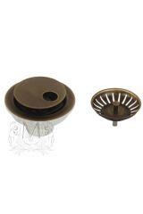 Слив для кухонной мойки d-90 с крышкой, Бронза, ML.RIC-10.131.BR