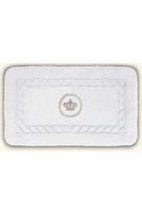 COMPLEMENTI Коврик д/ванной комнаты 60х100 см. узор, вышивка КОРОНА, Белый/декор серебро, ML.COM-50.023.10