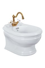 MILADY Биде подвесное, керамика, Белый/декор золото D2, ML.MLD-25.730.D2