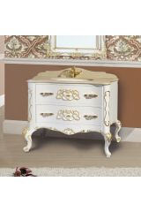 VIRGINIA База L110xH83xP60 см. 2 выдвижных ящика, ручки золото, Bianco / Dorato, ML.VRN-BA110LBDO.DO