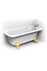 OLIVIA ANG Ванна 174x80хH66 см. белая, на лапах &quot;LEONE&quot; LUX в угол, Золото, 25447