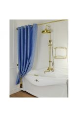 Шторка L180xH200 см. для душа/ванны, текстиль, узор БАРОККО, Голубой, 25521