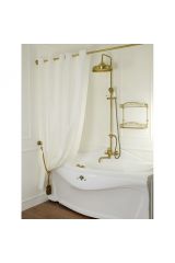 Шторка L180xH200 см. для душа/ванны, текстиль, узор БАРОККО, Белый, 25514