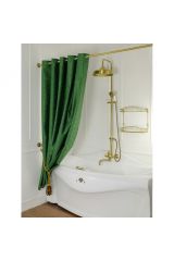 Шторка L180xH200 см. для душа/ванны, текстиль, узор БАРОККО, Зеленый, 25519