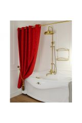 Шторка L180xH200 см. для душа/ванны, текстиль, узор БАРОККО, Красный, 25518