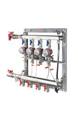 Узел этажный покварт-го учета, с переп-ым клапаном, ввод СПРАВА 1&quot;, кол-во выходов 6 Valtec VT.GPR.06S04.R6