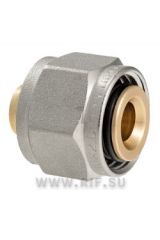 MINKOR Соединитель коллекторный обжимной для м./п. трубы 16 (2,0) (латунь) MKc.710.Y.1604