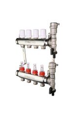 Коллекторный блок из нержавеющей стали с регул. клап. и расх., 1&quot;х7 вых. Евроконус 3/4&quot; Valtec VTc.589.EMNX.0607