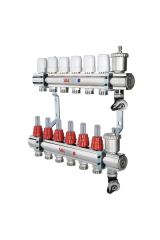 Коллекторный блок с регул. клап. и расх., 1&quot;х9 вых. Евроконус 3/4&quot; Valtec VTc.596.EMNX.0609