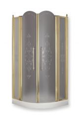 DIADEMA Душевая кабина угловая R90хH195 см. 2 расп.двери с неподв.эл-ми, стекло прозр/дек, Золото, 20418
