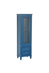 KANTRI Пенал L58xH171xP35 см. SX/DX. 1 дверь со стеклом 2 ящика, Blue Patinato, 26725