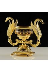 LUXOR Мыльница настольная (два лебедя), хрусталь, Золото, 26219