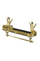 LUXOR Полка c галереей L50 см, и полотенцедержателем, стекло, Золото, 26139