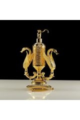 LUXOR Дозатор жидкого мыла настольный (два лебедя), стекло, Золото, 26220