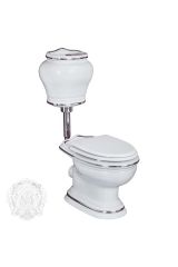 MILADY Унитаз напольный, выпуск в стену (без крышки), керамика, Белый/декор платина PL, ML.MLD-25.711.D2.PL