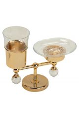 AMERIDA Стакан и мыльница настольные, стекло/SWAROVSKI, Золото, ML.AMR-60.410.DO