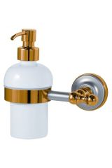 MIRELLA Дозатор жидкого мыла настенный, керамика, Хром/золото, ML.MRL-M068.CRDO