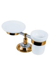 MIRELLA Мыльница и стакан настольные, Хром/золото, ML.MRL-M067.CRDO