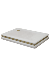 Поддон душевой, прямоугольный 122х82хH16 см, стеклокомпозит, декор, Белый/декор хром, 26994