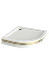 Поддон душевой, угловой R90хH16 см, стеклокомпозит, декор, Белый/декор бронза, 26992