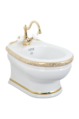 MILADY Биде подвесное, керамика, Белый/декор золото D4 (RUSSO), ML.MLD-25.730.D4.DO