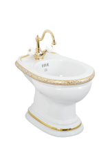 MILADY Биде напольное, керамика, Белый/декор золото D4 (RUSSO), ML.MLD-25.732.D4.DO