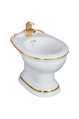MILADY Биде напольное, керамика, Белый/декор золото D2, ML.MLD-25.732.D2
