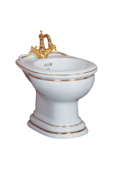 MILADY Биде напольное, керамика, Белый/декор золото D1, ML.MLD-25.732.D1