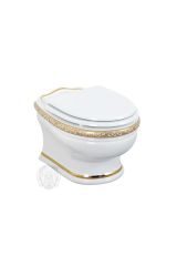 MILADY Унитаз подвесной (без крышки), керамика, Белый/декор золото D4, ML.MLD-25.740.D4.DO