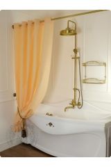 Шторка L180xH200 см. для душа/ванны, текстиль, узор АР-ДЕКО, Персиковый, 25527