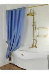 Шторка L180xH200 см. для душа/ванны, текстиль, узор АР-ДЕКО, Голубой, 25530