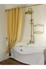 Шторка L180xH200 см. для душа/ванны, текстиль, узор АР-ДЕКО, Бисквит, 25525