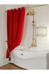 Шторка L180xH200 см. для душа/ванны, текстиль, узор АР-ДЕКО, Красный, 25528
