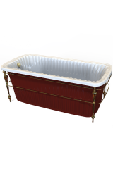 OLIVIA CONSOLE Ванна 174x83хH66 см. белая, панель красная, консоль, Золото, 24268