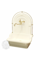 OLIVIA Раковина напольная золото с пристенной панелью бел и галереей 840x555хH1130 мм., Белый/золото, 27223