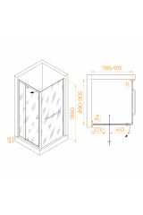 Душевой уголок  80* 90*185 RGW PA-44-1 (PA-02 NEW + Z-060-1) Прямоуг./Хром/Прозрачное/6 мм (Easy), РГВ 410844189-011