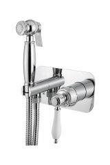 APHRODITE-DIF-02-Bi Встраиваемый однорычажный смеситель с гигиеническим душем, исполнение бронза, ручки белые CEZARES APHRODITE-DIF-02-Bi