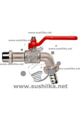 латунный 1/2&quot; НР сливной, со штуцером, ручка-рычаг, Tmax=80°С Itap Gar 132